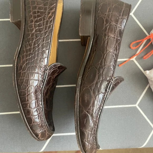 GRAVANI CROC LEATHER LOAFERS Size 7M - Picture 7 of 7